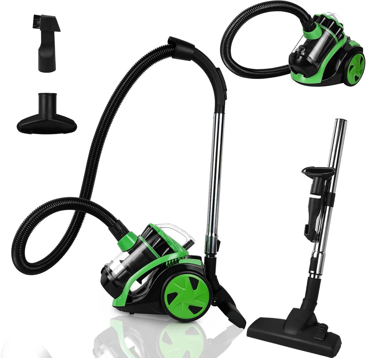 Stofzuiger, 900 W, stille werking, Gimisgu Zakloze, 900 W krachtige, lichte zonder zak, met stofreservoir van 3 liter en extra mondstuk, lang snoer