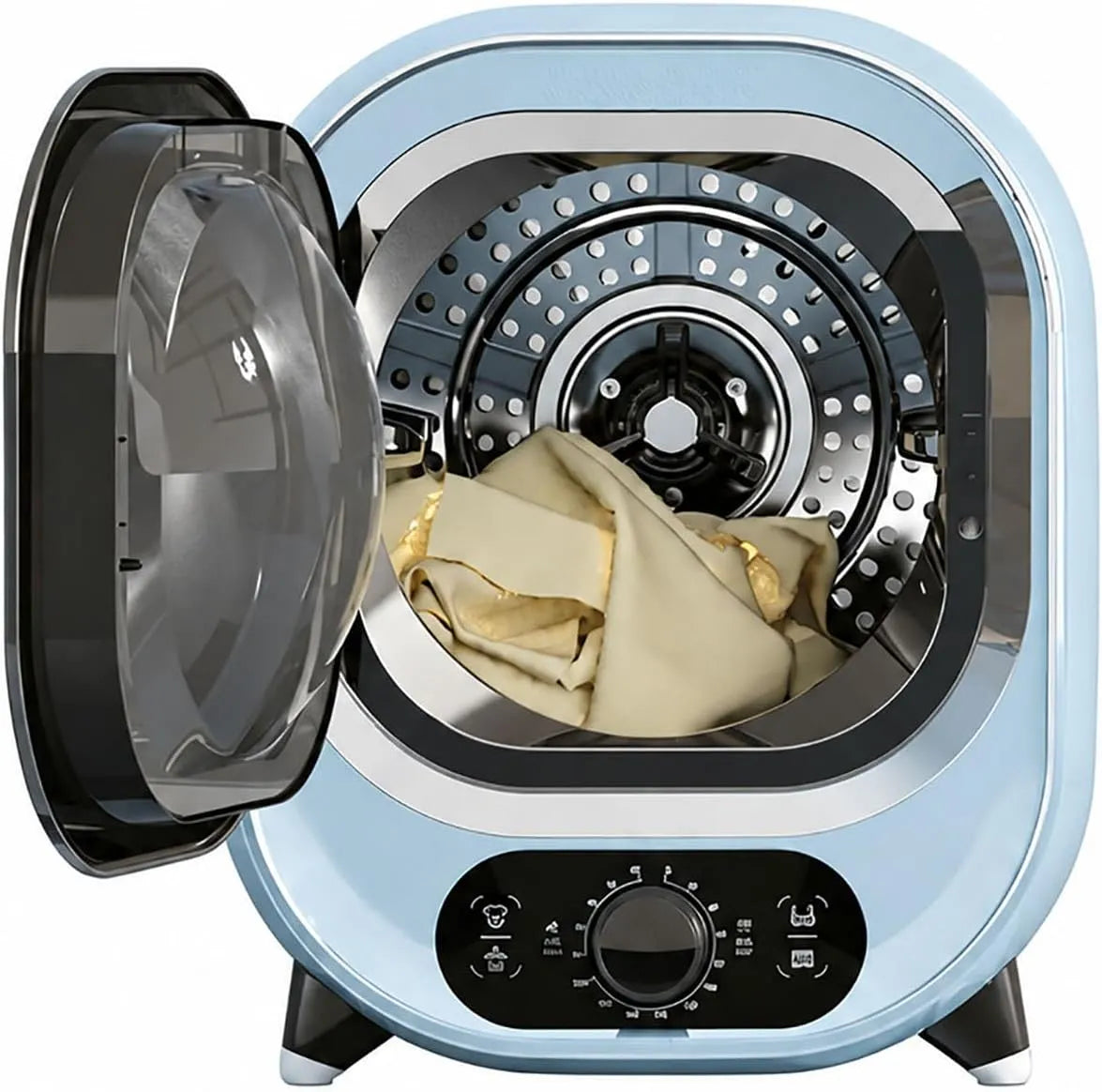 Mini-droger, 0,8 kg, 300 W, roestvrijstalen behuizing, compact met trommel van roestvrij staal