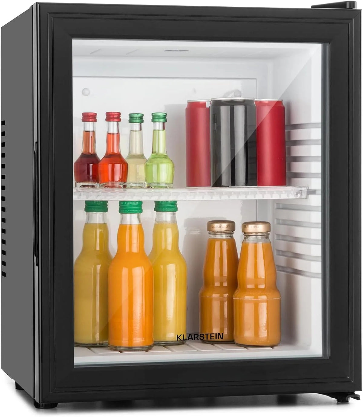 Klarstein, Mini-Kühlschrank mit Glastür, Verstellbare Ablagen, Kleiner Skincare Kühlschrank 12-18°C, Snacks & Kosmetik, Leiser Betrieb