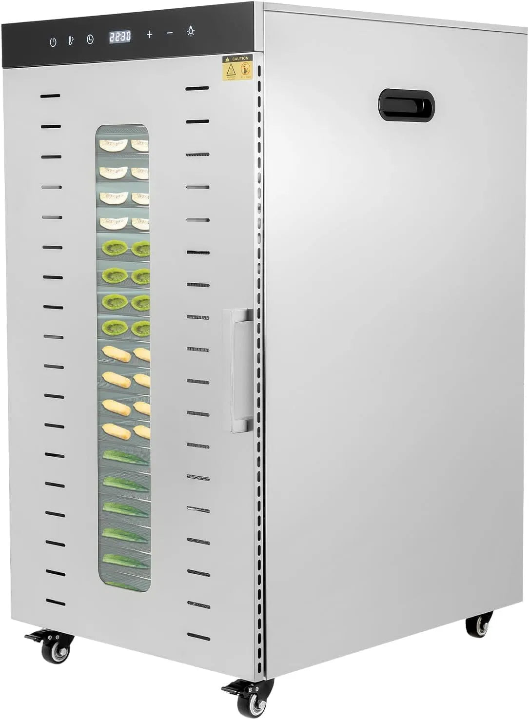 Voedseldroger, 1700 W, timer, Commerciële Van 1700 W Met 20 Trays, Roestvrijstalen Droger Voor Gedroogd Vlees En Fruit, 24-uurs Timer