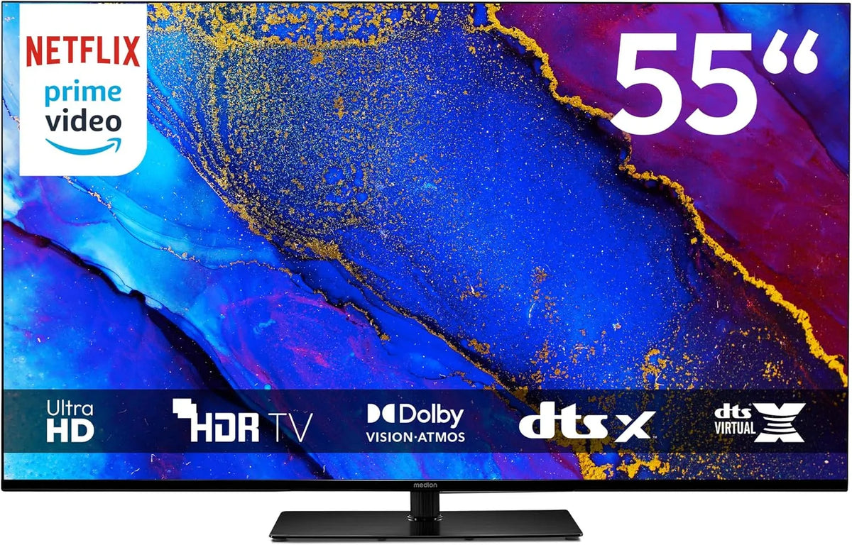 TV 138 MD 855400 Smart TV, 138,8 cm, 55 inch, Bluetooth-connectiviteit, Dolby Vision HDR, Prime Video, Dolby Atmos