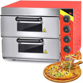 Pizzaoven, 3000W, timer, Elektrische Pizza Oven, 3000W Commerciële Aanrecht Dubbellaagse Oven Met 120 Minuten Timer, Temperatuur Instelbaar 0-350°C
