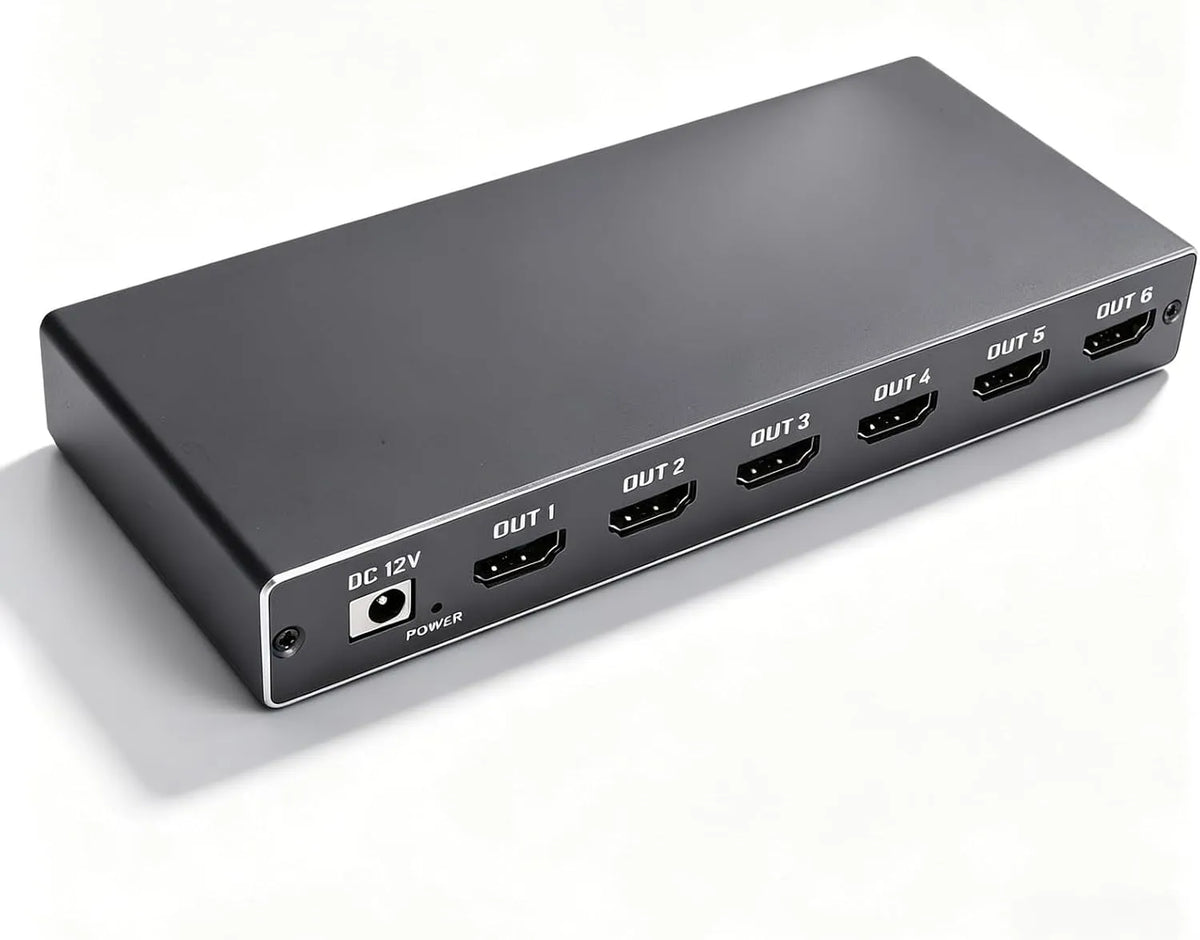 LICAEVEY 6-weg videowall-controller, 4K 30 Hz ingang, 1080p 60 Hz uitgangen en 14 weergavemodi