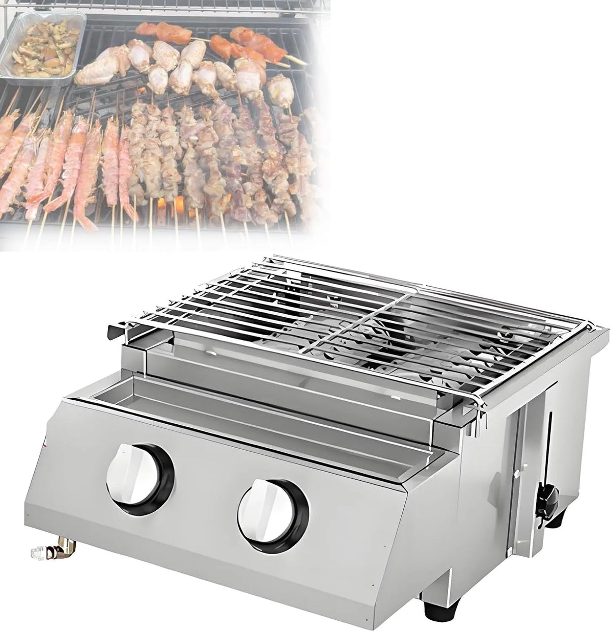 CommerciëLe Lpg-Gasbarbecue, 8 Branders, Tafelmodel Gasbarbecue Met 2-8 Branders, Draagbare Gasbarbecue, Voor Kamperen En Buiten 2Burner