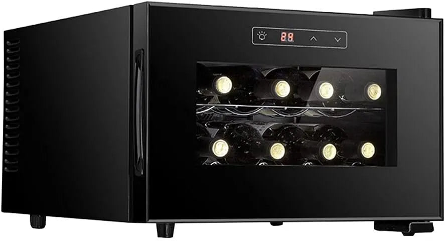 Wijnkoelkast, Color : Black, Size : 42 * 48 * 28cm, temperatuurregeling voor wijnflessen achter een glazen deur