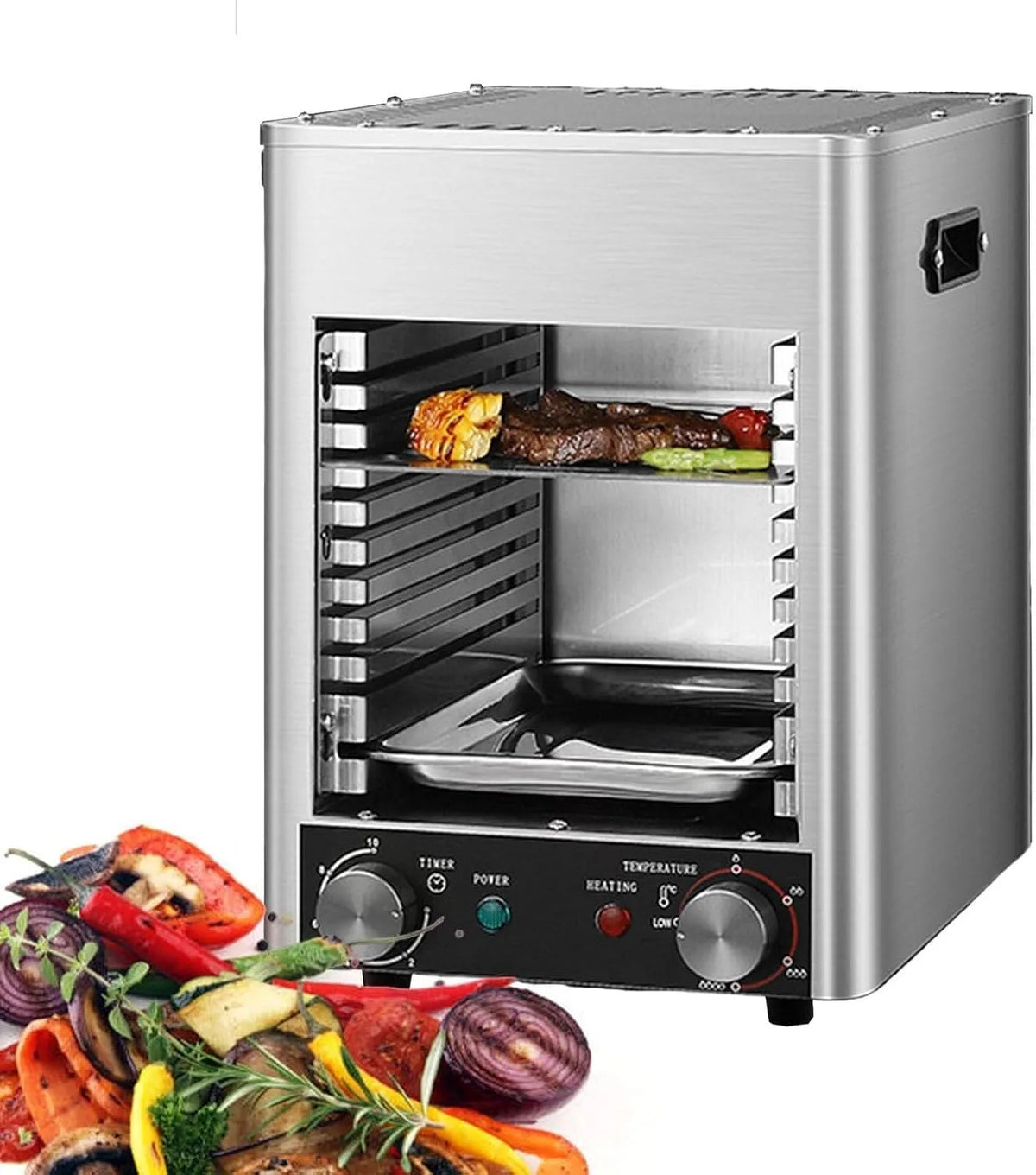 Elektrische oven, 1700 W, instelbare temperatuur, Elektrische vleeskachel, commerciële indoor grill 1700 W, 10 lagen grill, commerciële voor vlees.