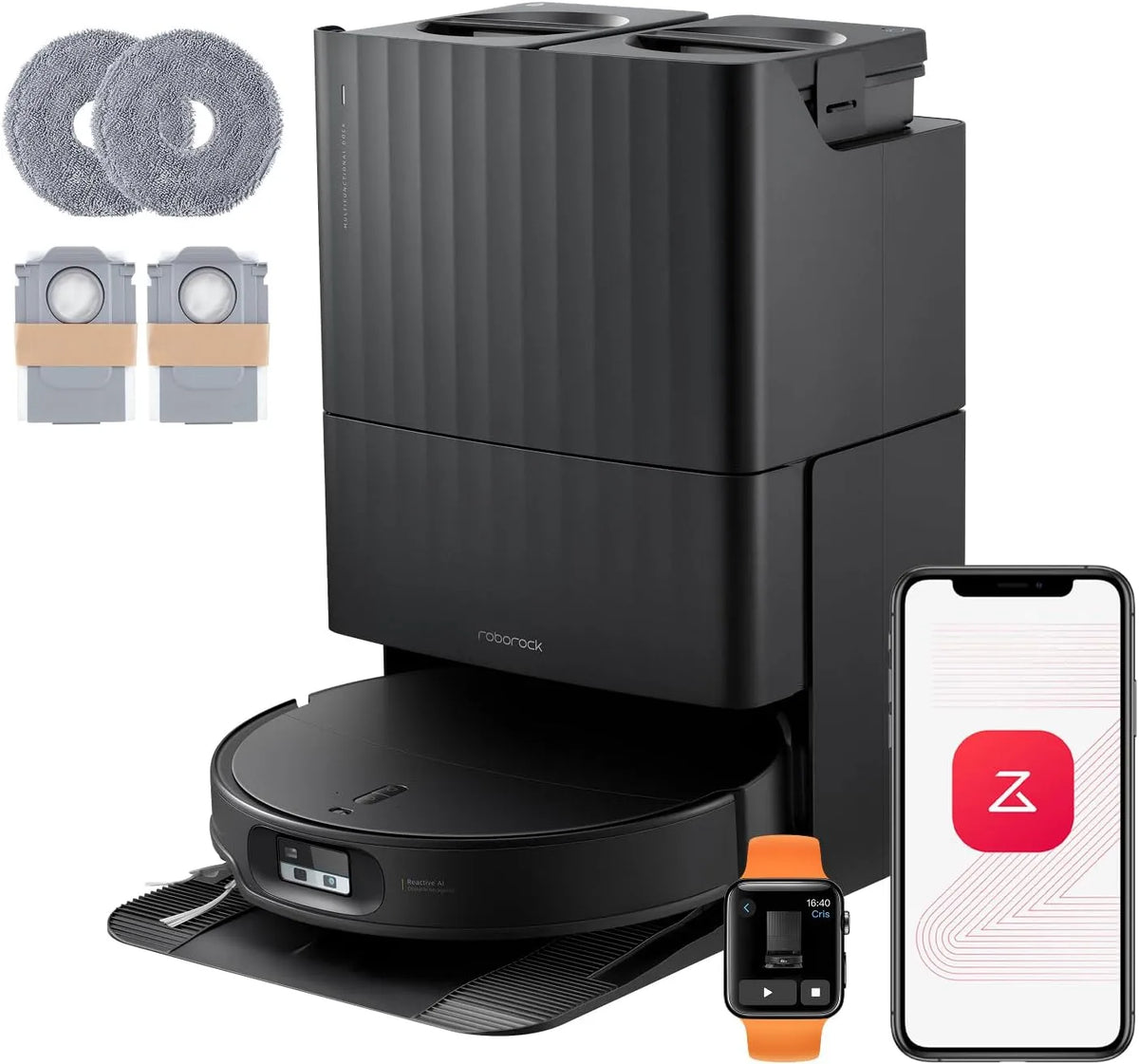 Roborock robotstofzuiger, zuig- en dweilfunctie, Qrevo Edge 2 Set met Verbeterd dweilsysteem 8N