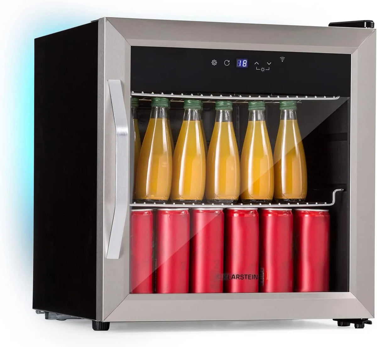 Klarstein koelkast, Dranken met glazen deur, Mini- geluidloos met 2 schappen & app-bediening, Outdoor Kleine voor kamer